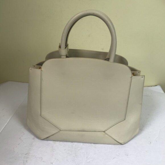 Aritzia Auxiliary Bega Leather Satchel Structured Bag Crossbody Shoulder Bag Tan - Picture 3 of 16